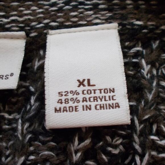 Kim Rogers Brown & White Knit Sleeveless Sweater Cardigan Sz XL - Picture 5 of 6